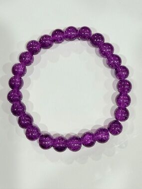 Purple Crackle Quartz Beaded Stretch Bracelet 8mm